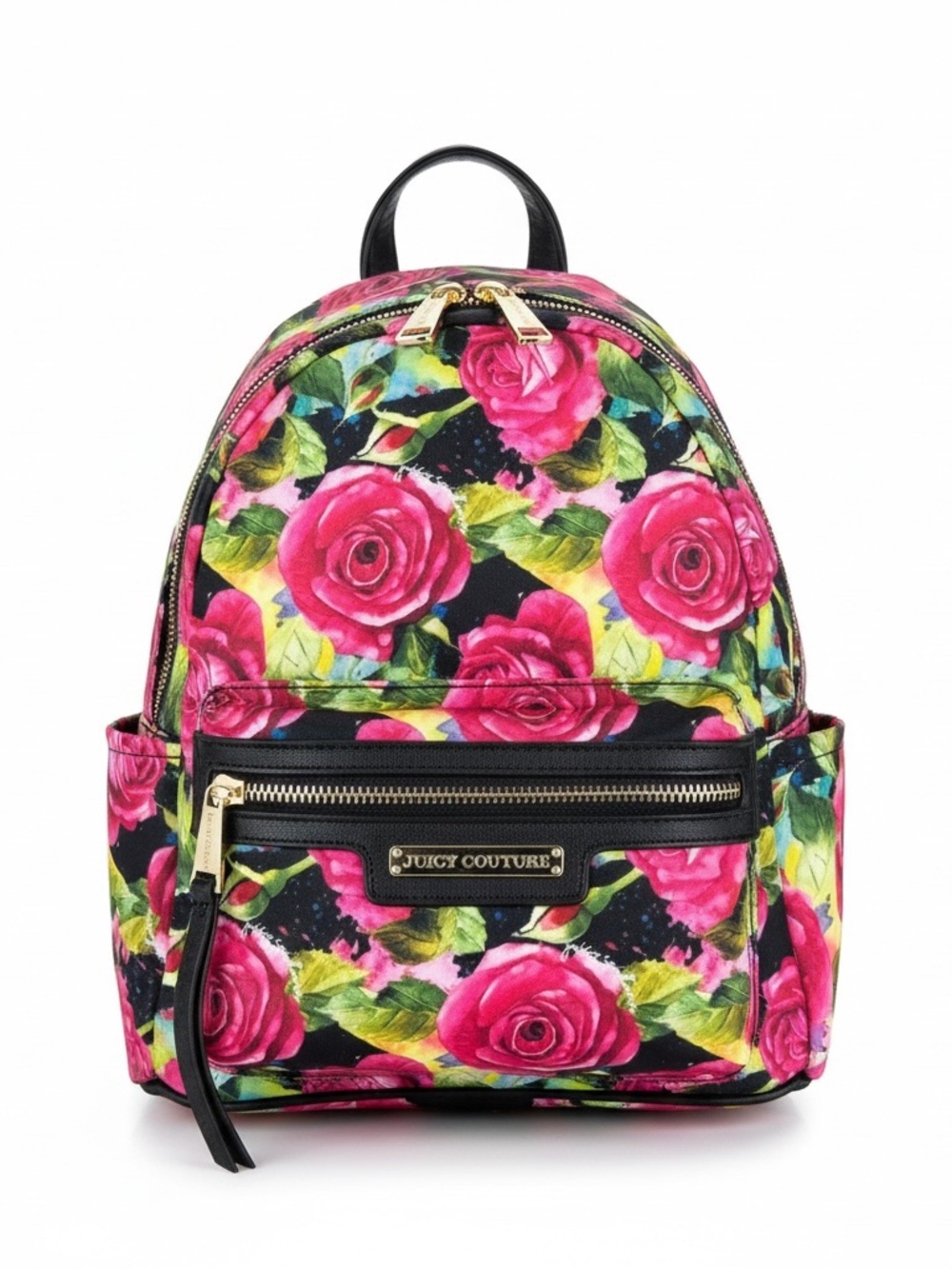 Juicy Couture Rosie Mini Backpack Black Pink Floral Rose Gold Logo‎ Y2K Girly